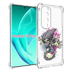 Чехол MyPads нарисованный скелет на скейт борде для Honor 70 Pro / 70 Pro Plus