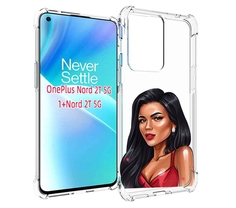 Чехол MyPads Брюнетка-в-красном-платье для OnePlus Nord 2T