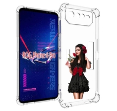 Чехол MyPads девушка-в-черном-платье-с-розой женский для Asus ROG Phone 6 Pro