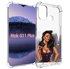 Чехол MyPads нарисованная-девушка-в-фиолетовом-платье женский для Nokia G11 Plus