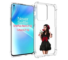 Чехол MyPads девушка-в-черном-платье-с-розой женский для OnePlus Nord 2T