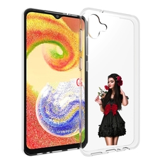Чехол MyPads девушка-в-черном-платье-с-розой женский для Samsung Galaxy A04