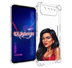 Чехол MyPads Брюнетка-в-красном-платье для Asus ROG Phone 6 Pro