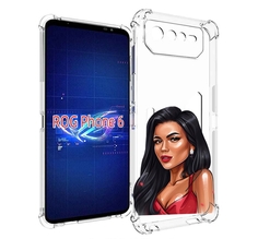 Чехол MyPads Брюнетка-в-красном-платье для Asus ROG Phone 6