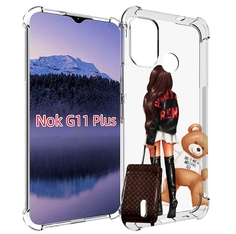 Чехол MyPads девушка-с-модным-чемоданом женский для Nokia G11 Plus