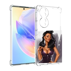 Чехол MyPads нарисованная-девушка-в-фиолетовом-платье женский для Honor 70
