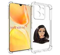 Чехол MyPads девушка-в-золотой-маске для Vivo V25 5G / V25e