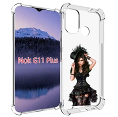Чехол MyPads стройная-девушка-в-черном-платье для Nokia G11 Plus