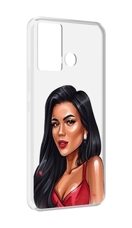 Чехол MyPads Брюнетка-в-красном-платье для Infinix Hot 12 Play