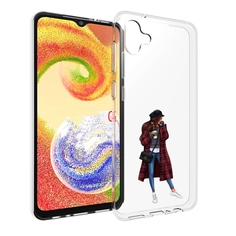 Чехол MyPads девушка-в-клетчатом-пальто для Samsung Galaxy A04