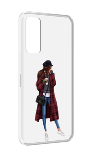 Чехол MyPads девушка-в-клетчатом-пальто для TCL 30 / TCL 30 5G / TCL 30+ plus