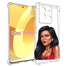 Чехол MyPads Брюнетка-в-красном-платье для Vivo iQOO 10 Pro
