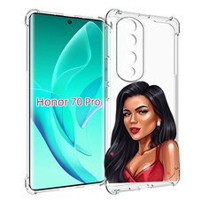 Чехол MyPads Брюнетка-в-красном-платье для Honor 70 Pro / 70 Pro Plus