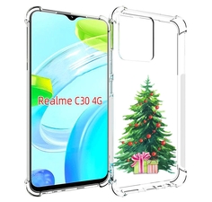 Чехол MyPads Елка новогодняя с подарками акварель для Realme C30 4G / Narzo 50i Prime