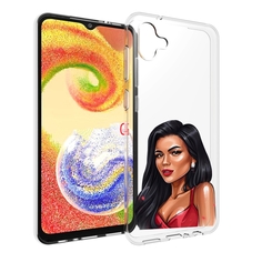 Чехол MyPads Брюнетка-в-красном-платье для Samsung Galaxy A04