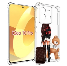 Чехол MyPads девушка-с-модным-чемоданом женский для Vivo iQOO 10 Pro