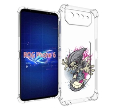 Чехол MyPads нарисованный скелет на скейт борде для Asus ROG Phone 6
