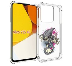Чехол MyPads нарисованный скелет на скейт борде для Vivo Y35 4G 2022 / Vivo Y22