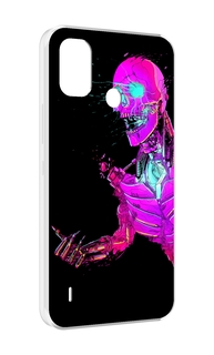 Чехол MyPads скелет-робот-фиолетовый для Itel A48