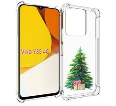 Чехол MyPads Елка новогодняя с подарками акварель для Vivo Y35 4G 2022 / Vivo Y22