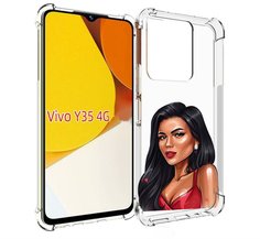 Чехол MyPads Брюнетка-в-красном-платье для Vivo Y35 4G 2022 / Vivo Y22