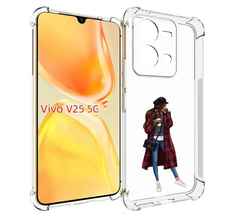 Чехол MyPads девушка-в-клетчатом-пальто для Vivo V25 5G / V25e