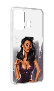Чехол MyPads нарисованная-девушка-в-фиолетовом-платье женский для ITEL A27 / ITEL P17