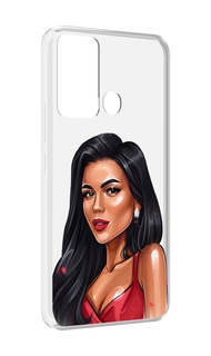 Чехол MyPads Брюнетка-в-красном-платье для Infinix Hot 12i