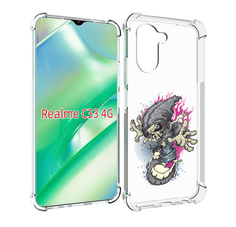 Чехол MyPads нарисованный скелет на скейт борде для Realme C33 4G