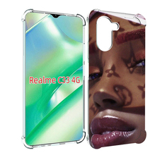 Чехол MyPads лицо девушки тень женский для Realme C33 4G