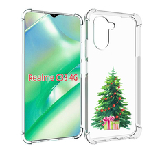 Чехол MyPads Елка новогодняя с подарками акварель для Realme C33 4G