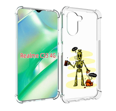 Чехол MyPads прикольный робот для Realme C33 4G