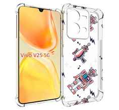 Чехол MyPads мини-роботы для Vivo V25 5G / V25e