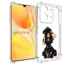 Чехол MyPads стройная-девушка-в-черном-платье для Vivo V25 5G / V25e