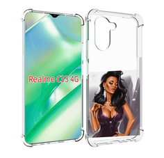 Чехол MyPads нарисованная-девушка-в-фиолетовом-платье женский для Realme C33 4G