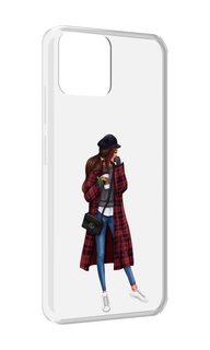 Чехол MyPads девушка-в-клетчатом-пальто для Blackview A95