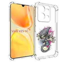 Чехол MyPads нарисованный скелет на скейт борде для Vivo V25 5G / V25e
