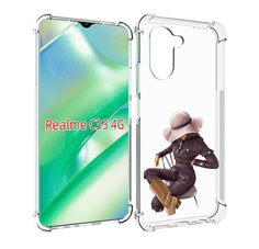 Чехол MyPads загадочная-девушка-в-костюме женский для Realme C33 4G