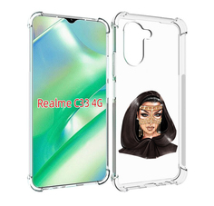Чехол MyPads девушка-в-золотой-маске для Realme C33 4G