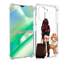 Чехол MyPads девушка-с-модным-чемоданом женский для Realme C33 4G