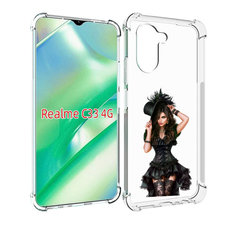 Чехол MyPads стройная-девушка-в-черном-платье для Realme C33 4G