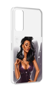 Чехол MyPads нарисованная-девушка-в-фиолетовом-платье женский для TCL 30 / TCL 30 5G