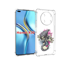 Чехол MyPads нарисованный скелет на скейт борде для Honor X30 / Magic4 Lite 5G