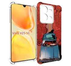 Чехол MyPads машина мчится с дымком для Vivo V25 5G / V25e
