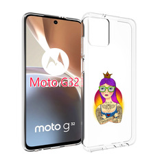 Чехол MyPads девушка в татуировках с короной для Motorola Moto G32