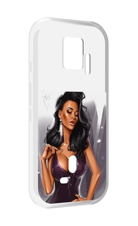 Чехол MyPads нарисованная-девушка-в-фиол-платье женский для ZTE Nubia Red Magic 7S Pro