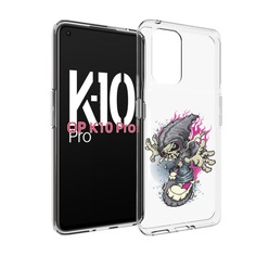 Чехол MyPads нарисованный скелет на скейт борде для OPPO K10 Pro