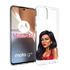 Чехол MyPads Брюнетка-в-красном-платье для Motorola Moto G32