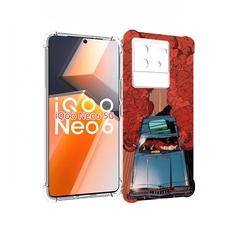 Чехол MyPads машина мчится с дымком для Vivo iQoo Neo 6 5G