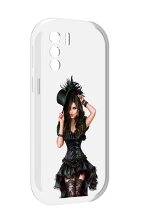 Чехол MyPads стройная-девушка-в-черном-платье для UleFone Note 13P